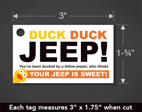 Jeep Wrangler Free Printable Duck Duck Jeep Tags